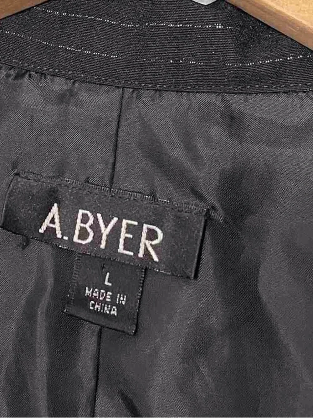 A. Byer Women's Black Pinstripe Blazer